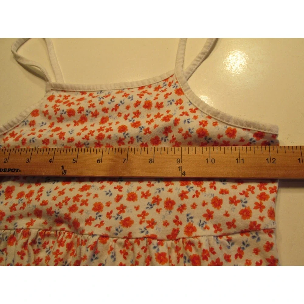 Old Navy Girls Summer Dress Size 8 White Orange Floral Pockets Sleeveless Knit